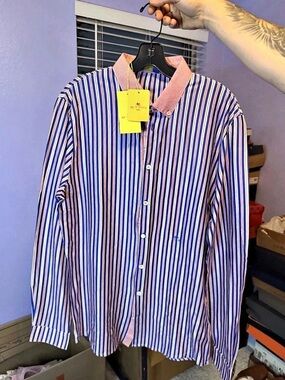Etro Milano Men's Striped Dress Shirt NWT Contrast
Collar Button Down Italy L
